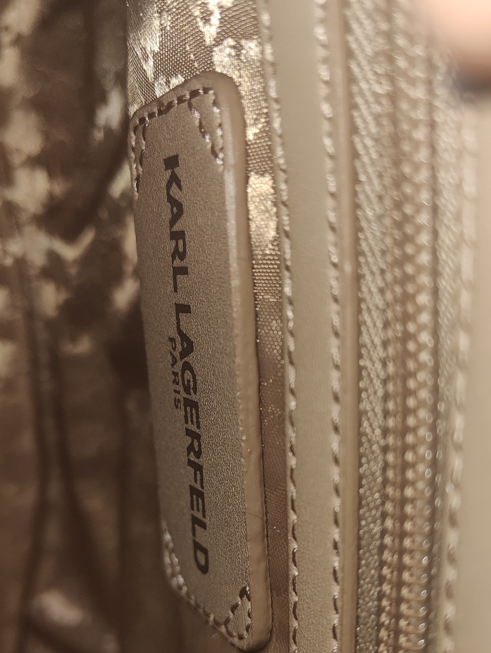 Karl Lagerfeld Denim and Leather tote bag Pearl Embellished Light Blue NWT $228 - Picture 11 of 15